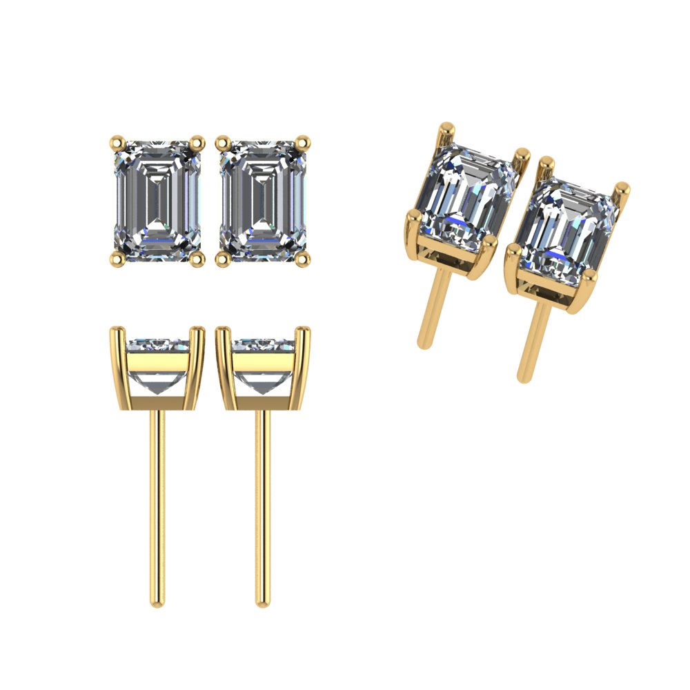 עגילי סוליטר אמרלד/Emerald Solitaire Earrings